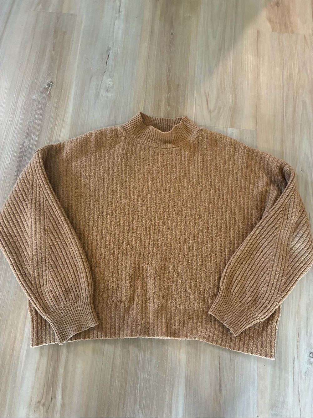 stradivarius Ribbed Mock Neck Sweater - Camel Brown